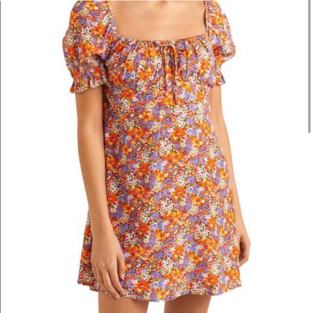 Iris Floral Print Puff Sleeve Mini-Dress
